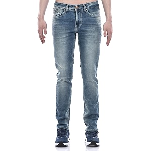 Numero Uno Mens Light Blue Skinny-Fit Sustainable