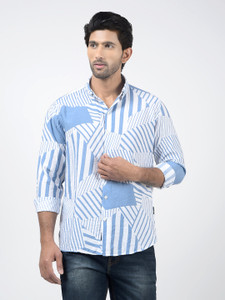 NUMERO UNO Men Striped Casual Blue Shirt