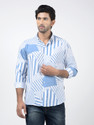 NUMERO UNO Men Striped Casual Blue Shirt
