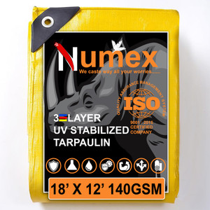 numex 18ft x 12ft 140 gsm  water proof tarpaulin sheet  100 pure virgin  iso cert tent - for camping construction sites transportation covers garden