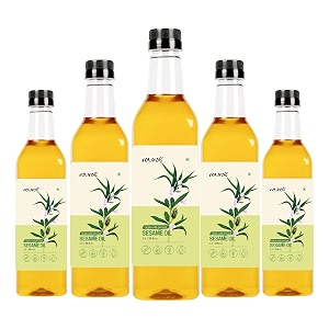 nune virgin cold pressed sesame oil - 5 litres pack of 5 x 1l 100 pure natural amp certified unrefined cooking oil  rich aroma amp real flavoured oil