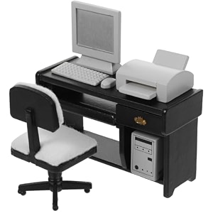 nuobesty 112 dollhouse office furniture set miniature desk chair computer printer keyboard accessories black office scene decor for dollhouse study room