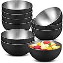 Nuogo 10 Pcs 5.9 Inch Black Bowls Stainless Steel Esthetician Facial Bowls
