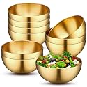 Nuogo 10 Pcs 7.9 Inch Gold Bowls Stainless Steel Salad Mixing Bowls