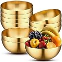 Nuogo 10 Pcs 9.8 Inch Gold Bowls Stainless Steel Salad Mixing Bowls
