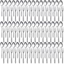 Nuogo 100 Pieces Forks and Spoons Silverware Set Stainless Steel Dinner