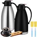 Nuogo 2 Pcs 102 oz Stainless Steel Thermal Coffee Carafe, Silver, Black