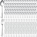 Nuogo 200 Pieces Forks and Spoons Silverware Set Stainless Steel Dinner