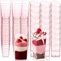 Nuogo 400 Pcs Mini Dessert Cups with Spoons, Pink