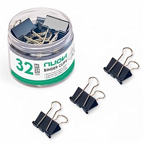 32mm binder clips-black  made of tempered steel durable amp rust-resistant  perfect for holding loose papers  ideal for school office amp home pack of 24