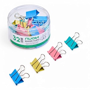 32mm binder clips-multicolor  made of tempered steel durable amp rust-resistant  perfect for holding loose papers  ideal for school office amp home pack of 24