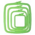 Nurge Square Embroidery Hoop - Plastic Cross Stitch Frame for Needlepoint &amp; Embroidery - Adjustable Craft Hoop - Green - Set of 4