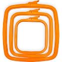 Nurge Square Embroidery Hoop - Plastic Cross Stitch Frame for Needlepoint &amp; Embroidery - Adjustable Craft Hoop - Orange - Set of 3