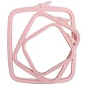 Nurge Square Embroidery Hoop - Plastic Cross Stitch Frame for Needlepoint &amp; Embroidery - Adjustable Craft Hoop - Pink - Set of 3