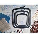 Nurge Square Embroidery Hoop - Plastic Cross Stitch Frame for Needlepoint &amp; Embroidery - Adjustable Craft Hoop - Anthracite - Set of 3