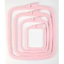 Nurge Square Embroidery Hoop - Plastic Cross Stitch Frame for Needlepoint &amp; Embroidery - Adjustable Craft Hoop - Pink - Set of 4