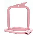 Nurge Square Embroidery Hoop - Plastic Cross Stitch Frame for Needlepoint &amp; Embroidery - Adjustable Craft Hoop - Pink - No:1 (X Small)