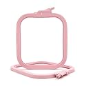 Nurge Square Embroidery Hoop - Plastic Cross Stitch Frame for Needlepoint &amp; Embroidery - Adjustable Craft Hoop - Pink - No:2 (Small)