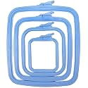 Nurge Square Embroidery Hoop - Plastic Cross Stitch Frame for Needlepoint &amp; Embroidery - Adjustable Craft Hoop - Blue - Set of 4