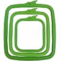 Nurge Square Embroidery Hoop - Plastic Cross Stitch Frame for Needlepoint &amp; Embroidery - Adjustable Craft Hoop - Green - Set of 3