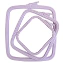 Nurge Square Embroidery Hoop - Plastic Cross Stitch Frame for Needlepoint &amp; Embroidery - Adjustable Craft Hoop - Lilac - Set of 3