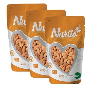 nurito gurbandi almonds 750 grams 250 grams x 3 with rich flavor high antioxidant content and brain-boosting nutrition for daily vitality and wellness packed with energy to support kids learning adults productivity and elders strength