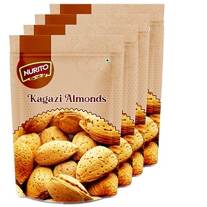 nurito kagazi badam 1000 grams 250 grams x 4  thin shell almonds  packed with protein fiber and vitamins  badam with shell  easy to crack supports brain health and boosts energy  great snack option for office school or fitness enthusiasts