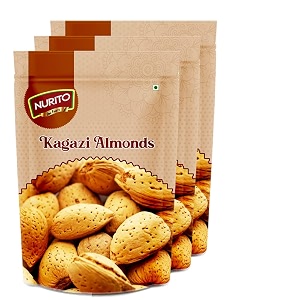 nurito kagazi badam 750 grams 250 grams x 3  thin shell almonds  packed with protein fiber and vitamins  badam with shell  easy to crack supports brain health and boosts energy  great snack option for office school or fitness enthusiasts