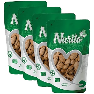 nurito kagazi badam 800 grams 200 grams x 4  thin shell almonds  packed with protein fiber and vitamins  badam with shell  easy to crack supports brain health and boosts energy  great snack option for office school or fitness enthusiasts