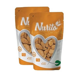 nurito almond roasted amp salted 500g 250g x 2  dry fruits- badam roasted  crunchy healthy amp delicious vegan-friendly nut snack  rich in protein fiber healthy fats calcium amp dietry fibre  roasted badam best for brain health and muscle function  lightly salted almonds for energy