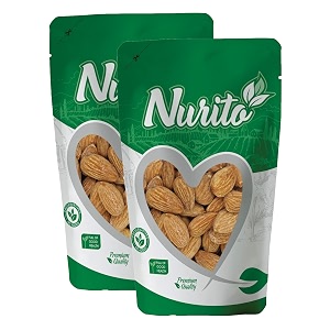 nurito almonds 400 grams 200 grams x 2 - raw whole and delicious crunchy texture without sugar and salt  ideal for snacking baking smoothies amp meal also for healthy lifestyle