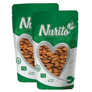 nurito almonds 400 grams 200 grams x 2 - raw whole and delicious crunchy texture without sugar and salt  ideal for snacking baking smoothies amp meal also for healthy lifestyle