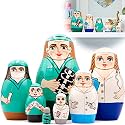Nurse and Doctor Nesting Dolls Set of 7 pcs - Russian Dolls for Medical Office Decor - Wooden Nurse Gifts - Handmade Thank You Gifts for Doctor