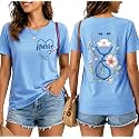 Nurse Shirts for Women Boho Floral Nurse Life T Shirt