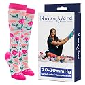 Nurse Yard Compression Socks for Nurses - Women & Men - 20-30mmHg Graduated Compression, For Medical Staff, Athletes - 1 Pair
