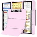 Nursing Clipboard Foldable, Foldable Clip Board w/Nursing Edition Medical Charts,3 Layers Aluminum, Nurse Note w/Low Profile Clip&amp;Pen Clip for Students, Nurses and Doctors, Baby Pink