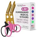 Nursing Tools Mini Medical Scissors 2-Pack – 4-in-1 Compact Trauma Shears for Nurses, Pocket Size Nurse Scissor for On-the-Go Use (Black + Pink)