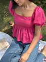NUSARA Casual Solid Women Pink Top