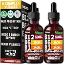 NUSAVA Vitamin B12 5000mcg with B6 & B1 Liquid Drops, Black Cherry, 2-Pack