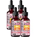 NUSAVA Vitamin B12 5000mcg with B6 & B1 Liquid Drops, Strawberry, Pack of 4