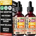 NUSAVA Vitamin B12 5000mcg with B6 & B1 Liquid Drops, Crimson Orange, 2PK