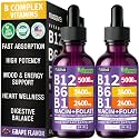 NUSAVA Vitamin B12 5000mcg with B6 & B1 Liquid Drops, Grape, Pack of 2