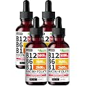 NUSAVA Vitamin B12 5000mcg with B6 & B1 Liquid Drops, Raspberry, Pack of 4