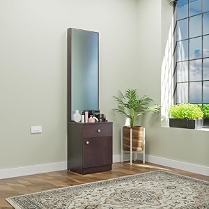 nuspace  esperance engineered wood dressing table with 1 drawer amp 1 door mirror and huge storage space  vanity for living room bedroom dark wenge- 438w x 40d x 1826h cms