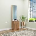 NuSpace |Esperance Engineered Wood Dressing Table with 1 Drawer &amp; 1 Door, Mirror and Huge Storage Space | Vanity for Living Room, Bedroom (Brussel Walnut - 43.8W x 40D x 182.6H cms)