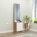 NuSpace | Hobart Engineered Wood Dressing Table 1 Door with Shelf, Mirror and Huge Storage Space | Vanity for Living Room, Bedroom (Brussel Walnut &amp; Frosty White - 43.8W x 40D x 182.6H cms)