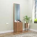 NuSpace | Hobart Engineered Wood Dressing Table 1 Door with Shelf, Mirror and Huge Storage Space | Vanity for Living Room, Bedroom (Brussel Walnut - 43.8W x 40D x 182.6H cms)