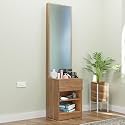NuSpace | Wanaka Engineered Wood Dressing Table with 1 Drawer, Mirror and Huge Storage Space | Vanity for Living Room, Bedroom (Brussel Walnut - 43.8W x 40D x 182.6H cms)