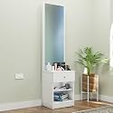 NuSpace | Wanaka Engineered Wood Dressing Table with 1 Drawer, Mirror and Huge Storage Space | Vanity for Living Room, Bedroom (Frosty White - 43.8W x 40D x 182.6H cms)