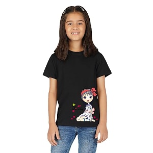 Nusyl Girls Half Sleeves Black Lovely Printed